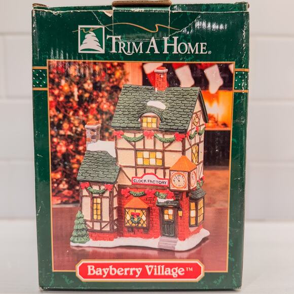 1997 Vintage, Trim A Home, Bayberry Village Clock Factory Lit House w/ Cord, Box - Picture 10 of 11